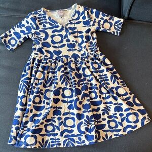 Hanna Andersson Blue and Cream Floral Kids Dress